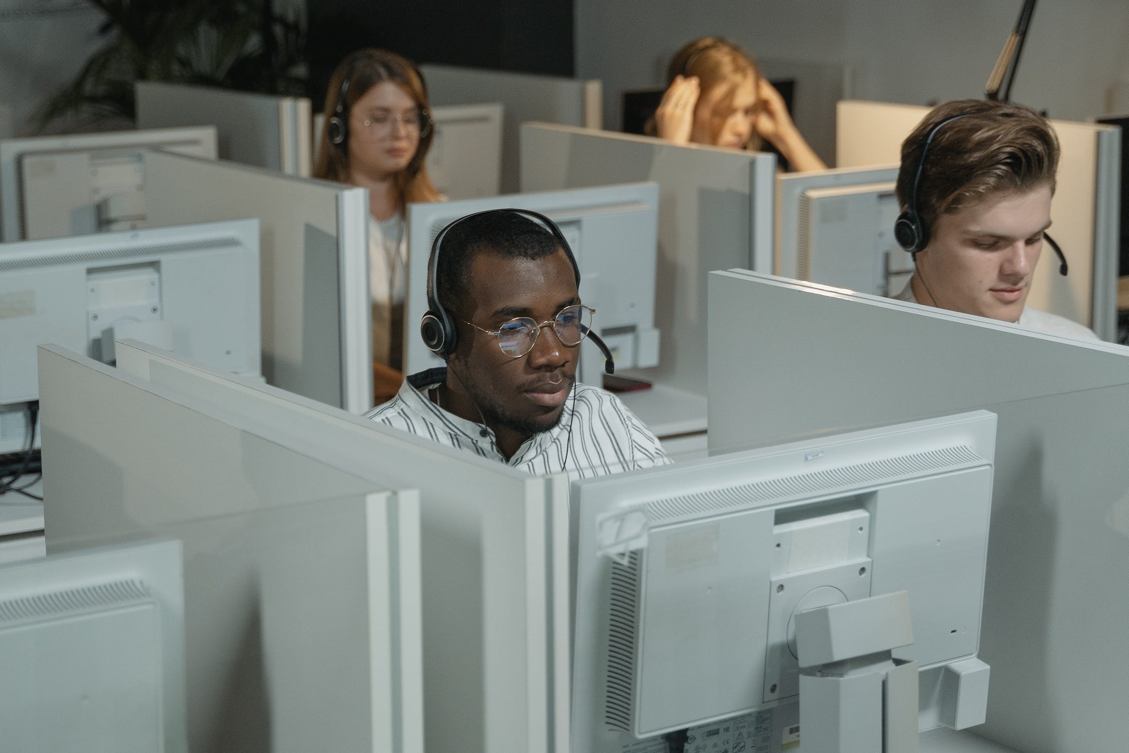 A man working in a call center