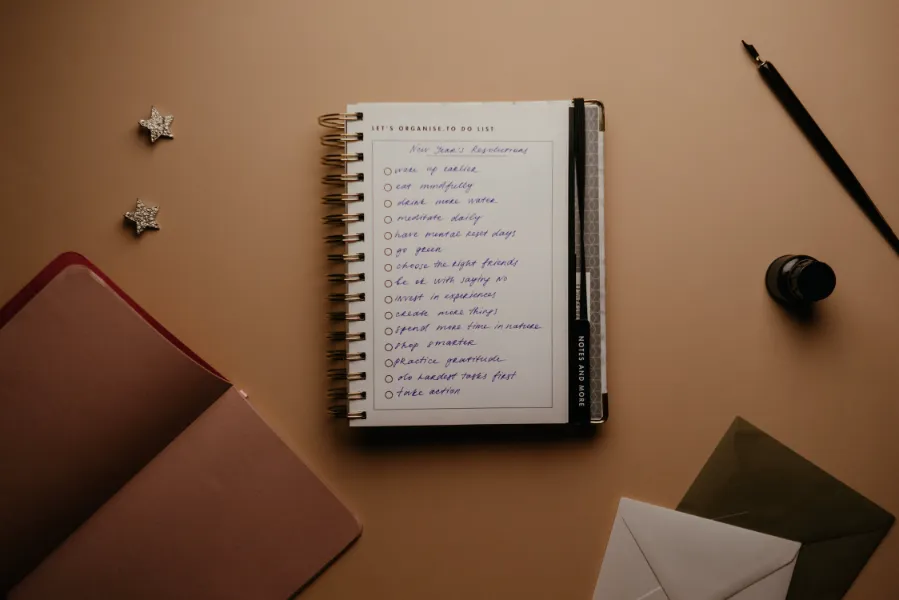 A notebook with a checklist
